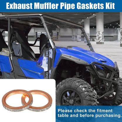 2 x Exhaust Muffler Pipe Gaskets for Yamaha Rhino YXR660F 4X4 (2004–2007)