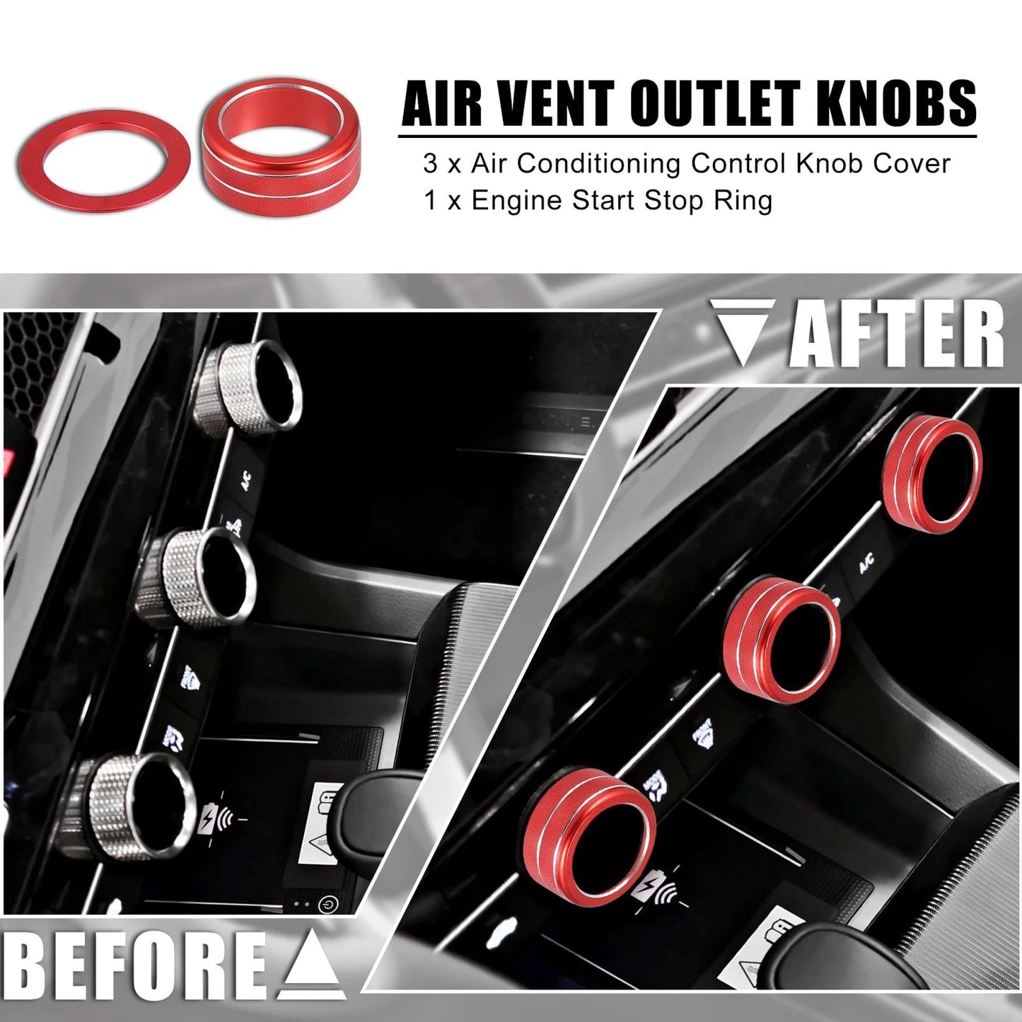 4pcs Red Air Conditioner Shift Knob Covers for Honda Civic (2022)