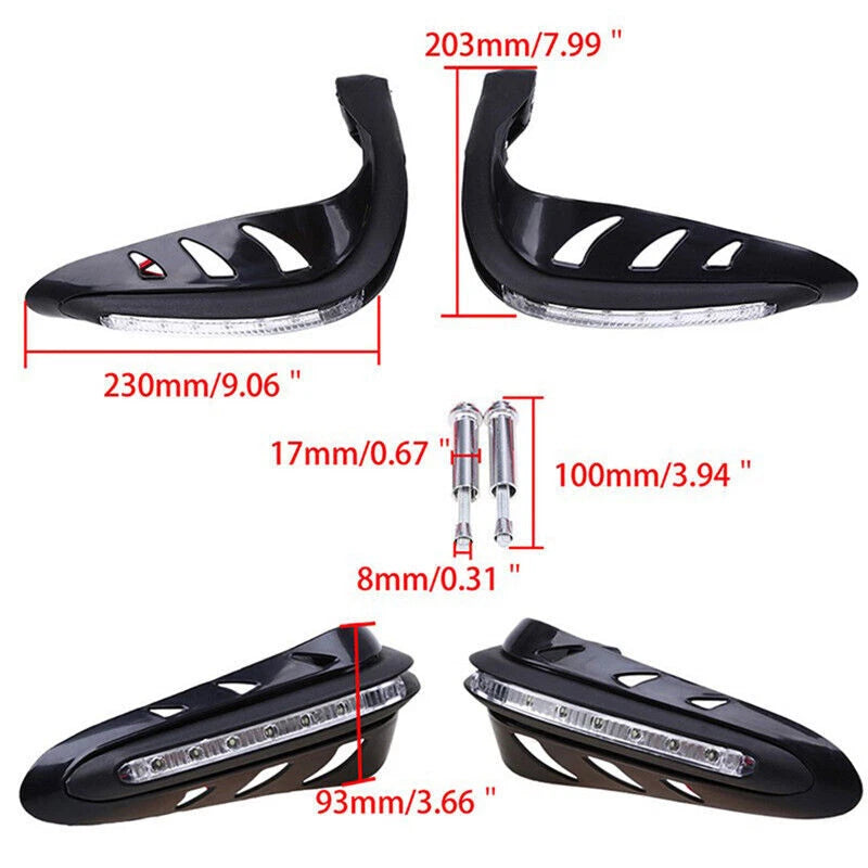 Black Motorcycle Handguards with LED Lights for Universal ATV Enduro