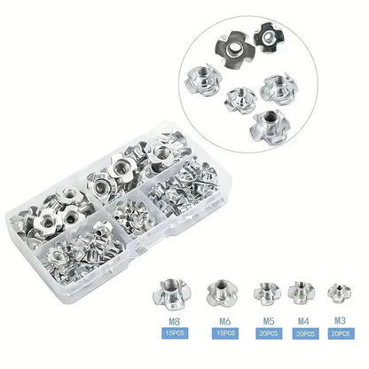 90Pcs Carbon Steel T-Nuts Assortment M3 M4 M5 M6 M8 for Various Applications