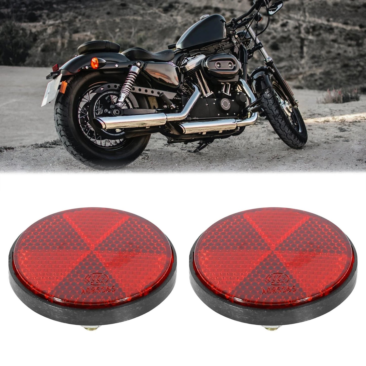 Pair M6x1.0 Red Universal Screw Mount Warning Reflector for Motorcycle Bike