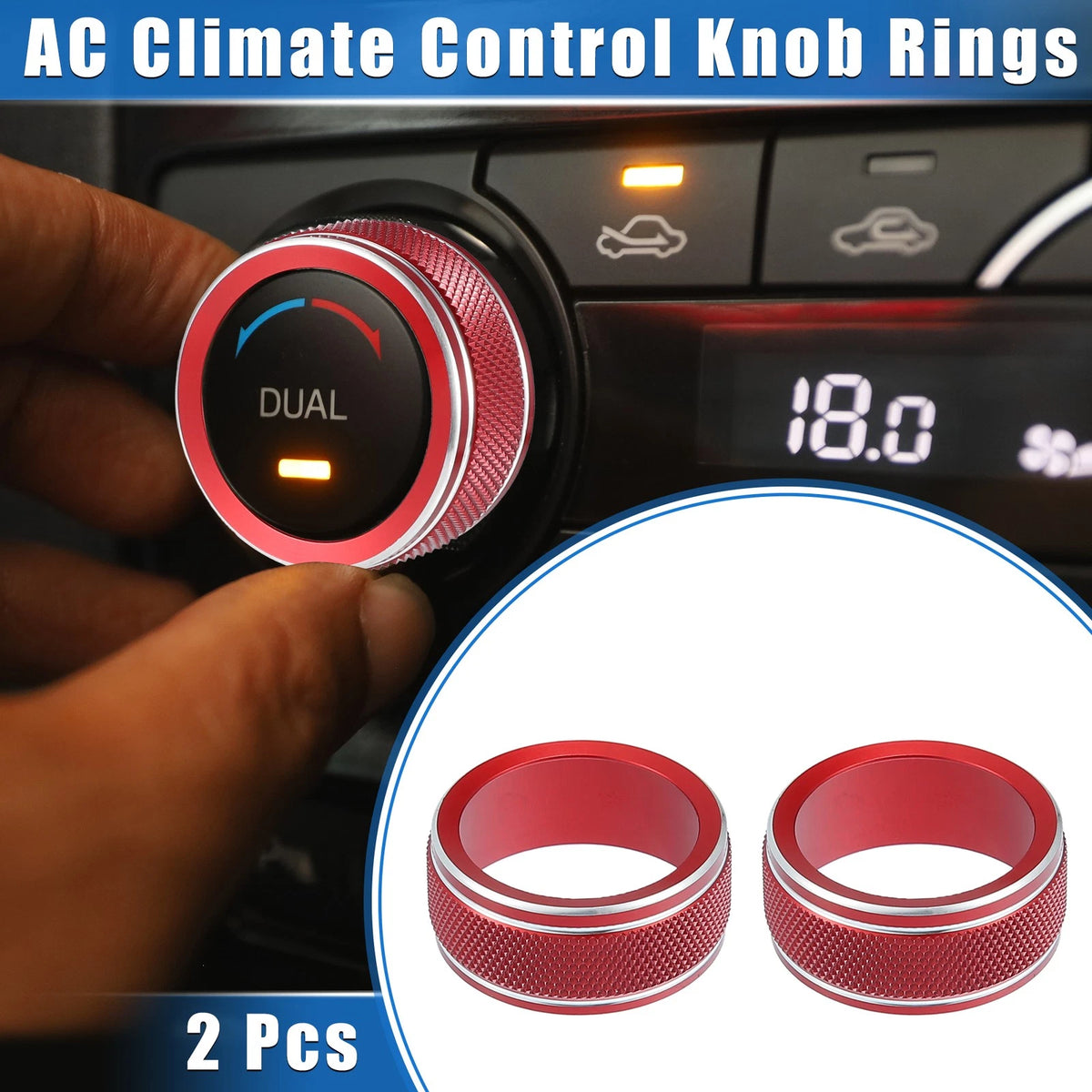 Car AC Climate Control Knob Rings for Toyota Camry (2021-2023) Red