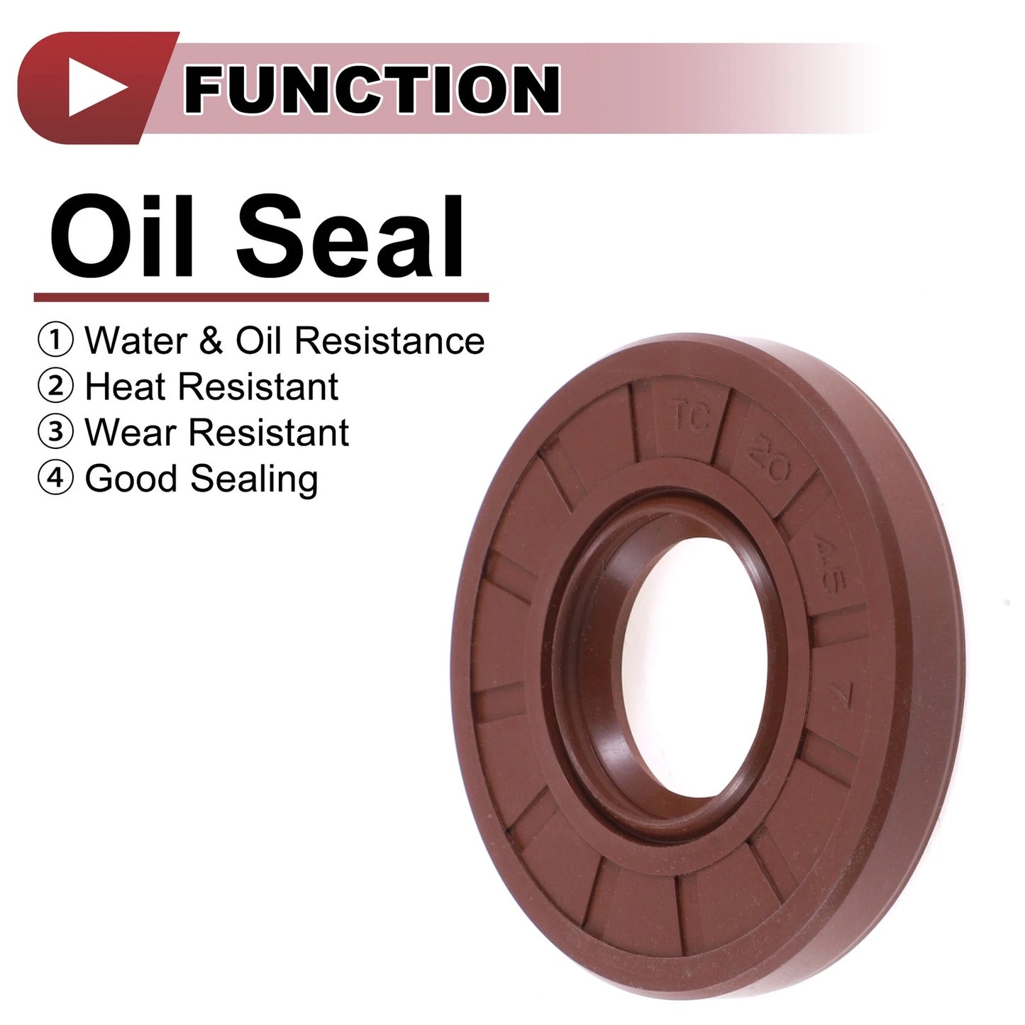 2 x Oil Seal Rotary Shaft Seal FKM Rubber 20x45x7mm Brown