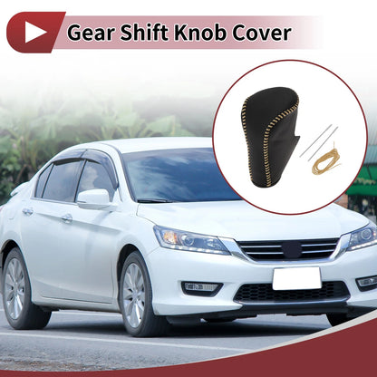 Black Yellow Leather Gear Shift Knob Cover for Honda Accord (2008-2012)