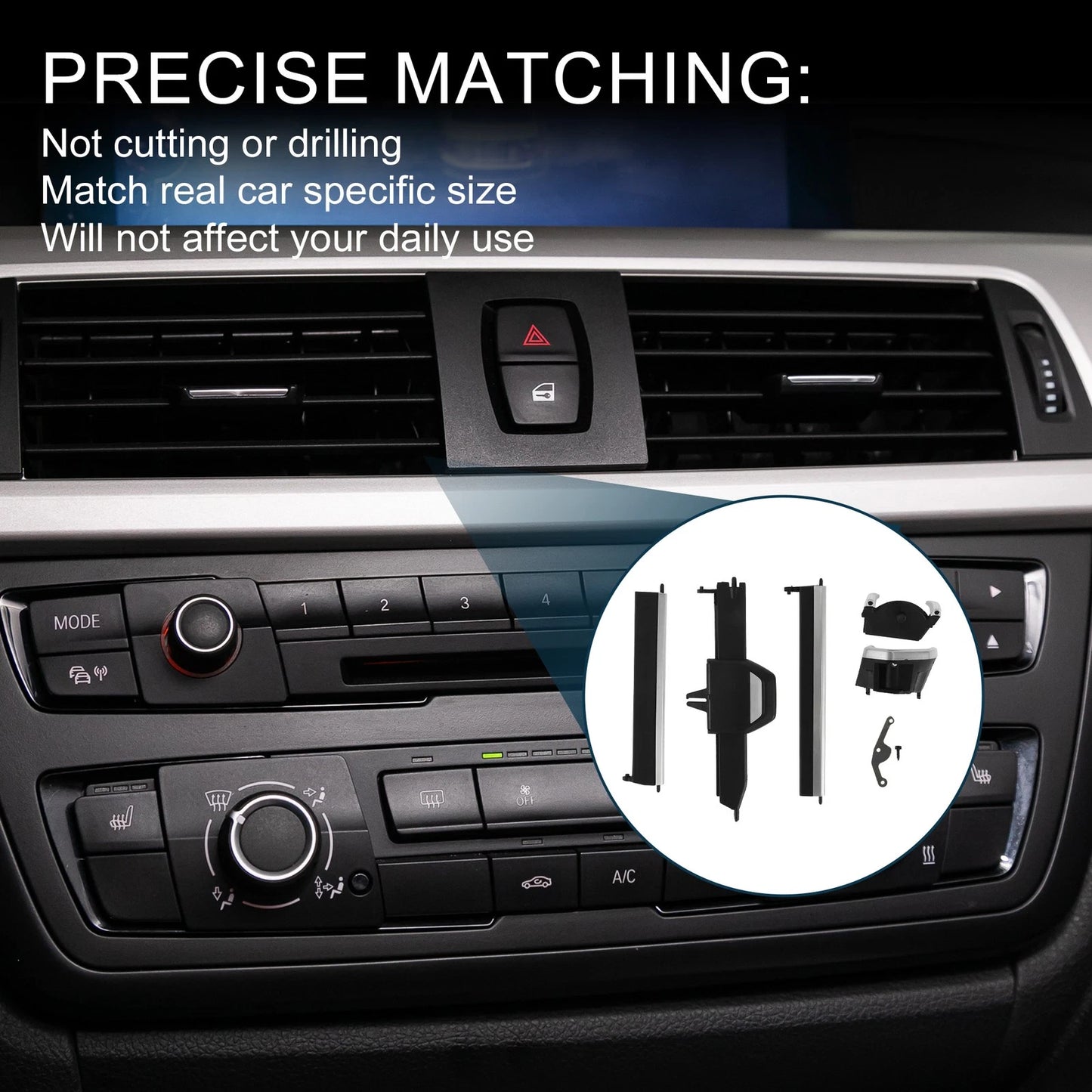 AC Air Vent Clips for BMW 3 Series G20 G21, 4 Series G22, Black Silver Tone (2019-2023)