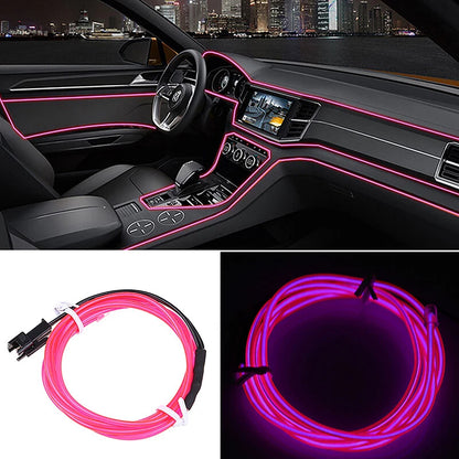 2M Pink LED EL Wire Light Strip for Car Interior Atmosphere Glow (2020-2023)