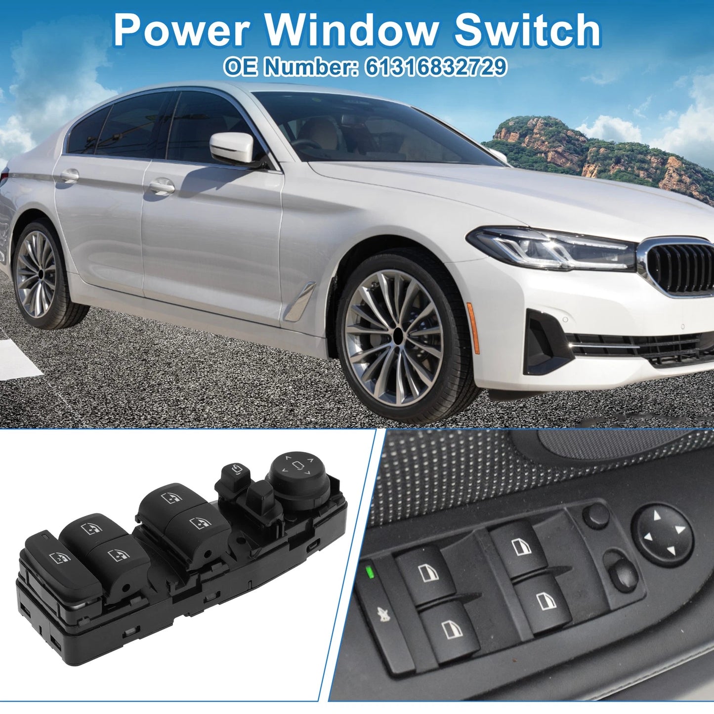Power Window Switch for BMW 530e 2018-2023 2 x Window Control Switches