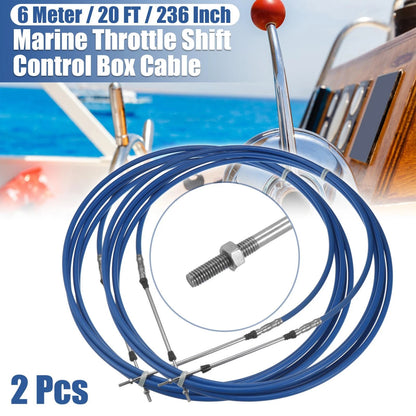 Throttle Control Cable 2 x 20ft 6 Meter 236inch Marine 33C for Outboard Engine