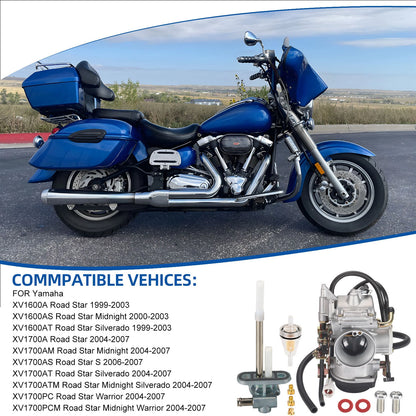Carburetor & Fuel Valve Petcock for Yamaha Road Star 1700 XV1700 (2004–2007)