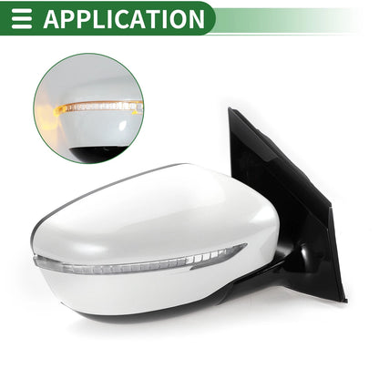 Right Side Door Mirror for Nissan Murano (2015-2020) Manual Folding White