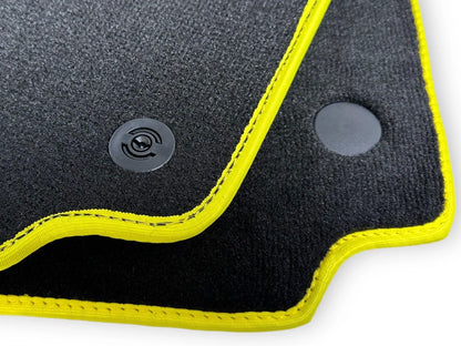 Black Floor Mats for Ferrari 488 Spider (2015-2023) - Carpets with Leather Trim