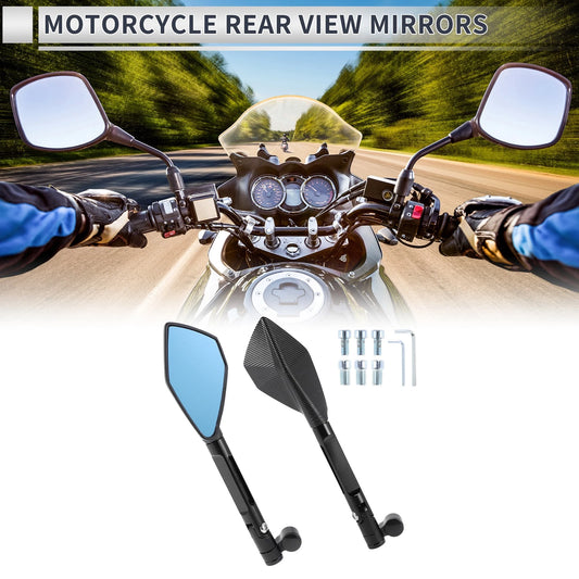 Rear View Mirror M8/M10 Black Blue Aluminum Alloy for Motorcycle