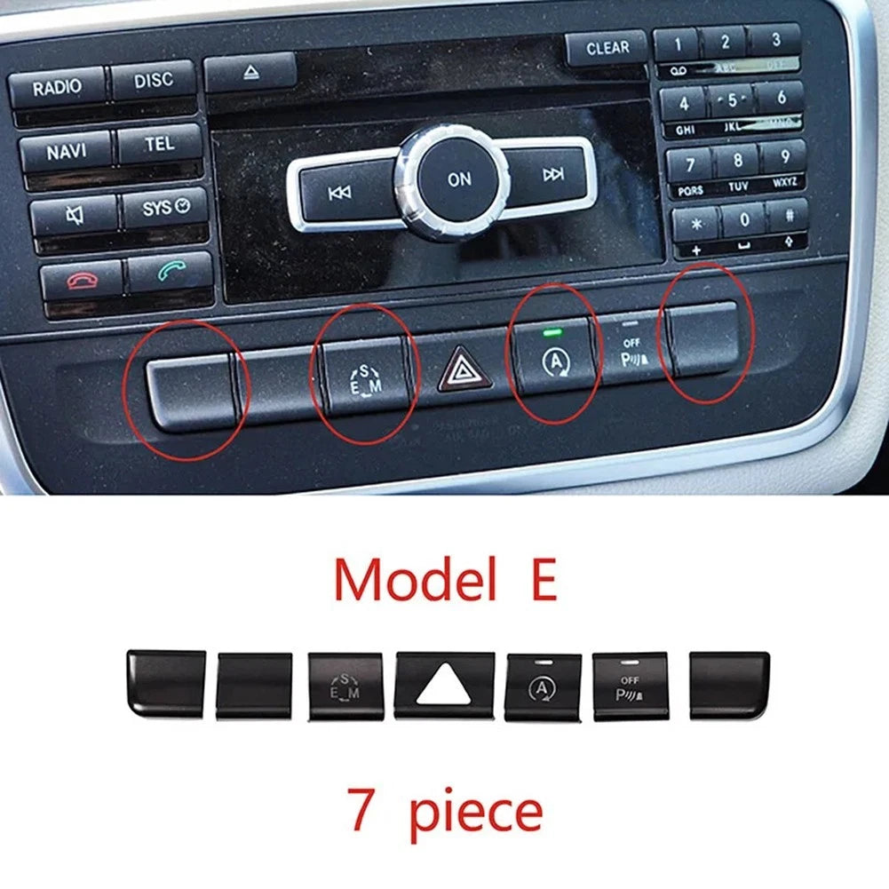 Center Console Button Trim Sticker 7Pcs for Mercedes-Benz