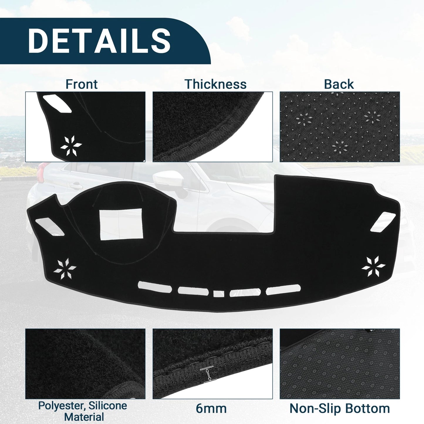 Dashboard Cover Mat for Mitsubishi Eclipse Cross (2017-2022) Black