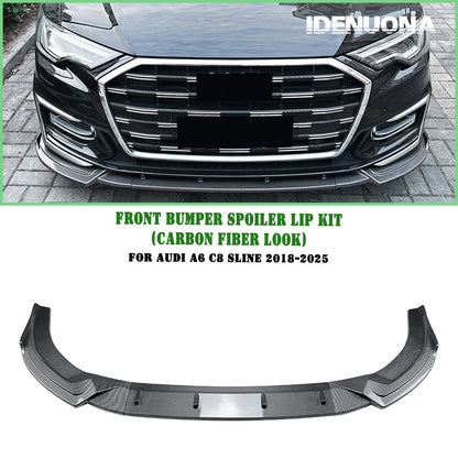 Bumper Spoiler Lip Kit for Audi A6 C8 Sline (2018-2025) Carbon Look