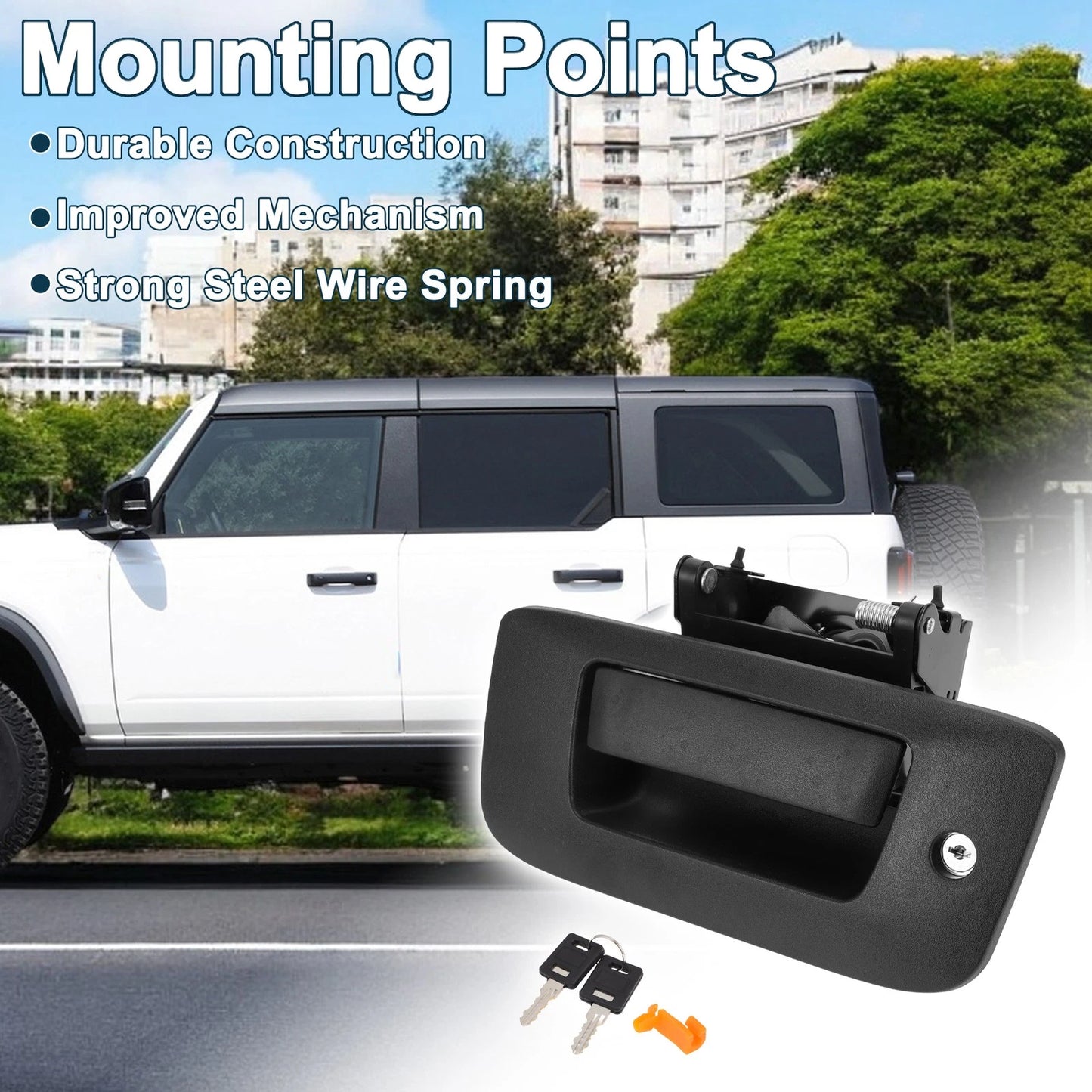 Tailgate Handle Bezel for GMC Sierra Door Handle with Key Hole for Chevrolet