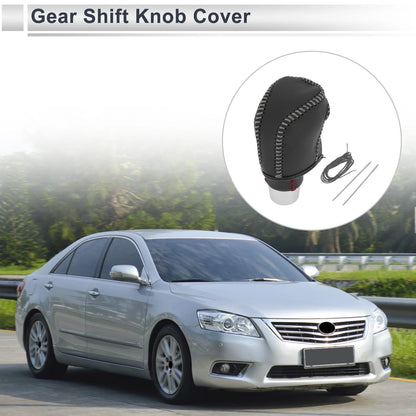 Gear Shift Knob Cover for Toyota Camry 2019-2022 Black Gray Faux Leather