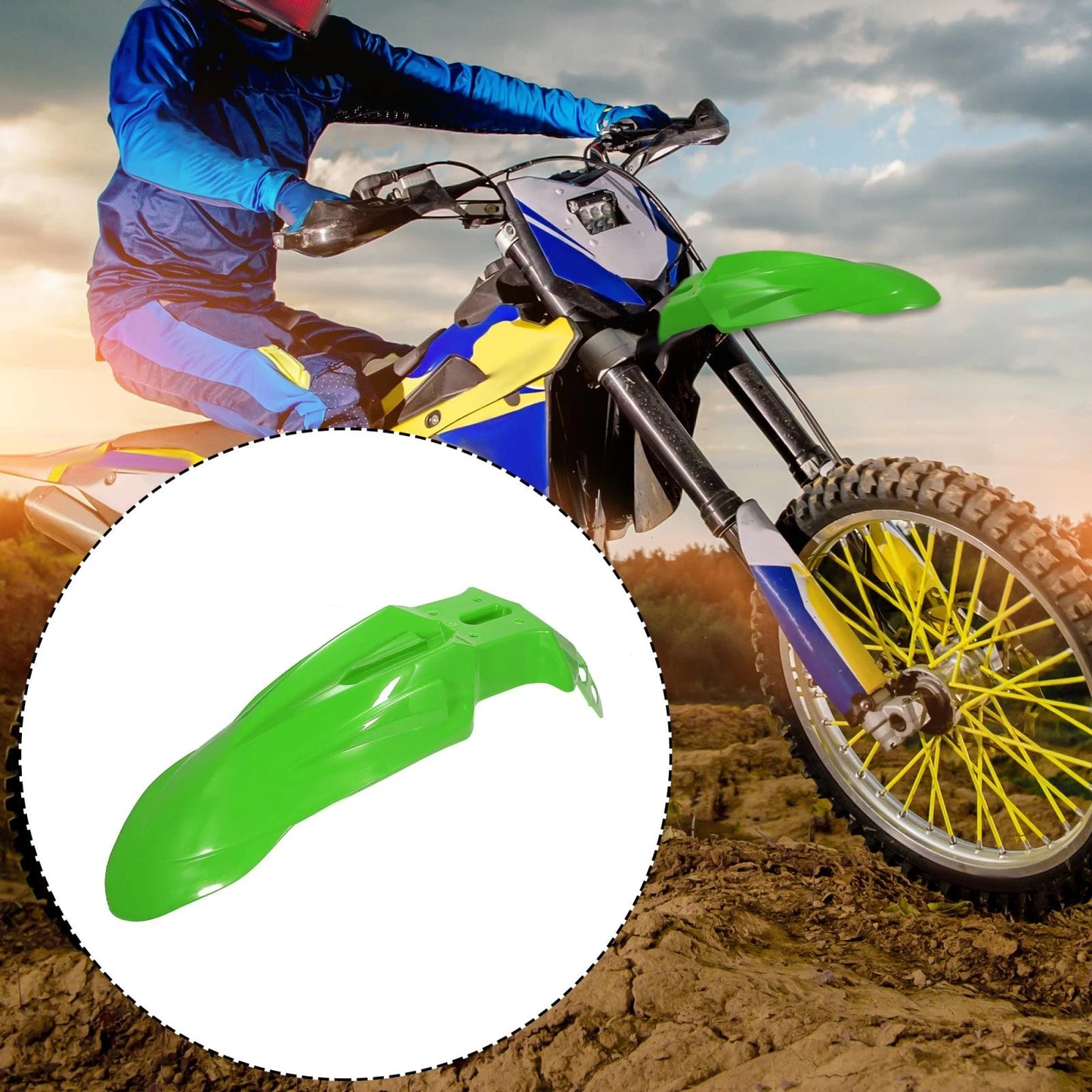 Front Fender Dirt Bike Mudguard for Motorcycle Motocross Off Road Green
