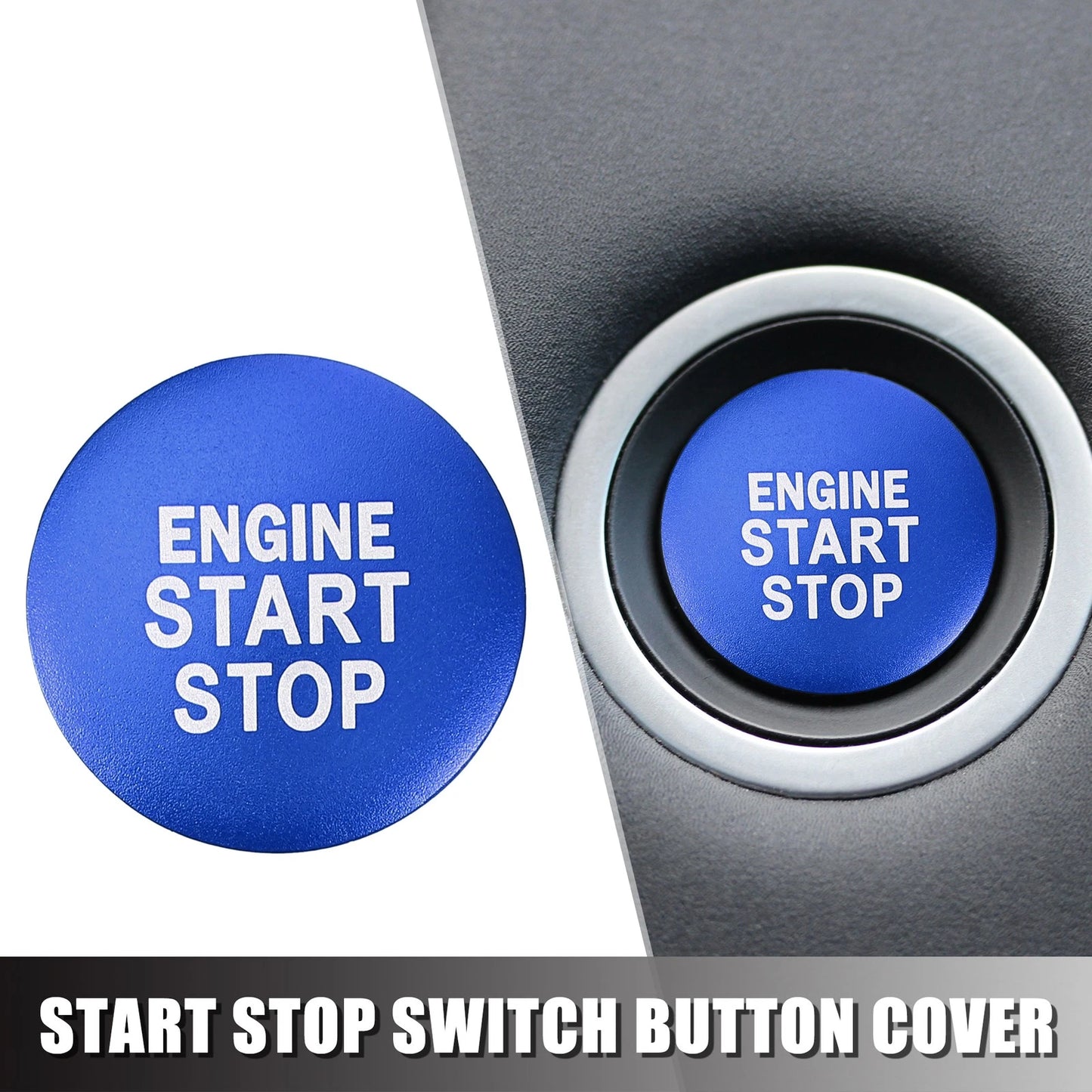 Engine Start Stop Button Cover Sticker Aluminum Blue for Toyota Camry