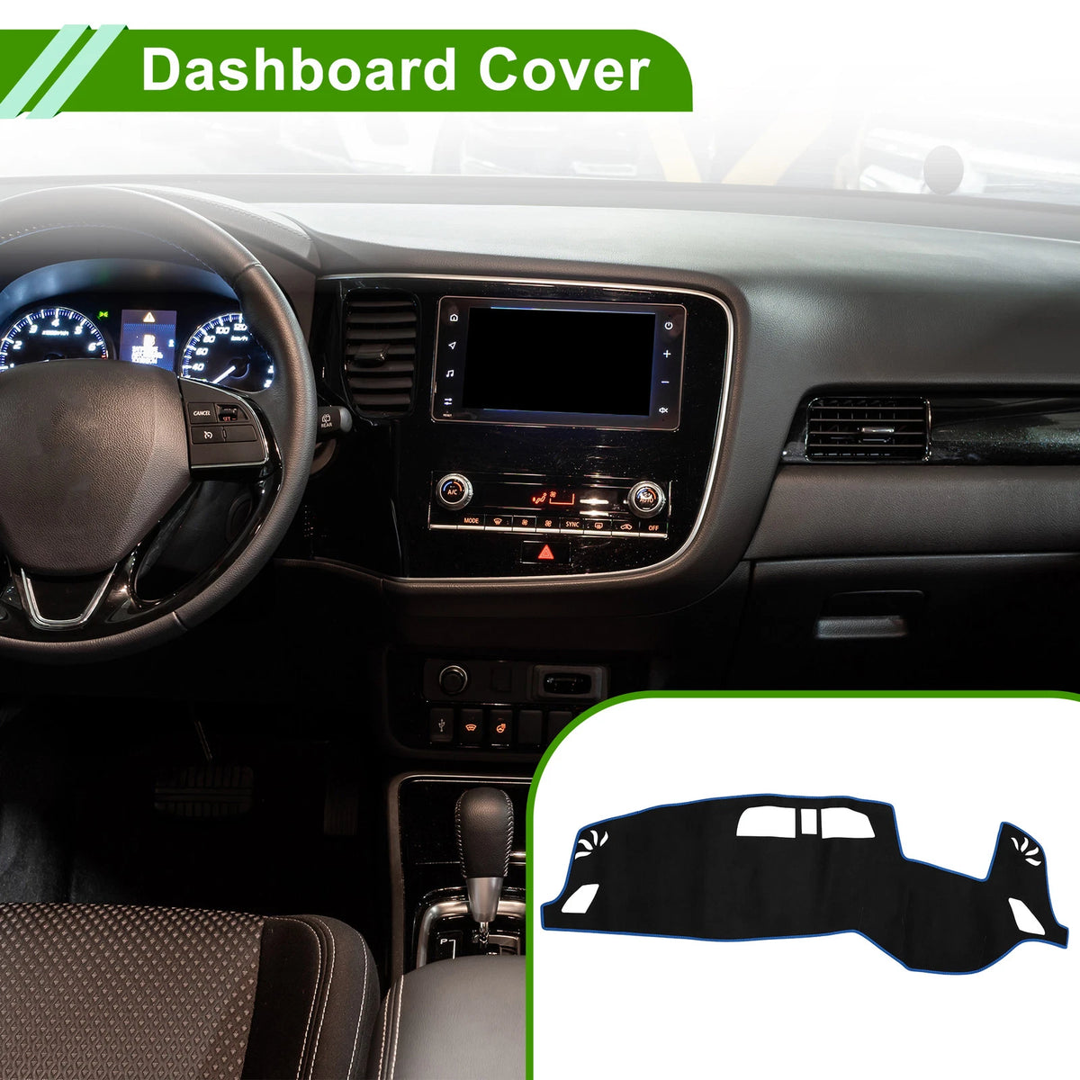 Dash Cover Mat for Mitsubishi Outlander 3 PHEV GN0W Black Blue (2013-2023)