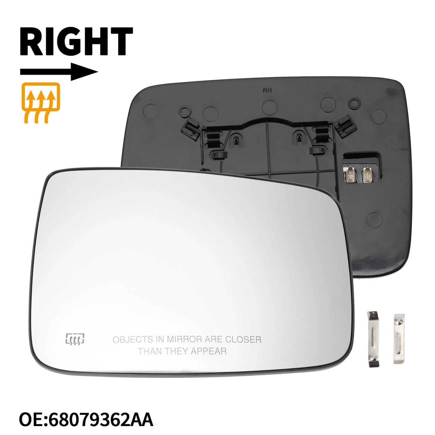 Heated Right Mirror Glass Replacement for Dodge Ram 1500-2500