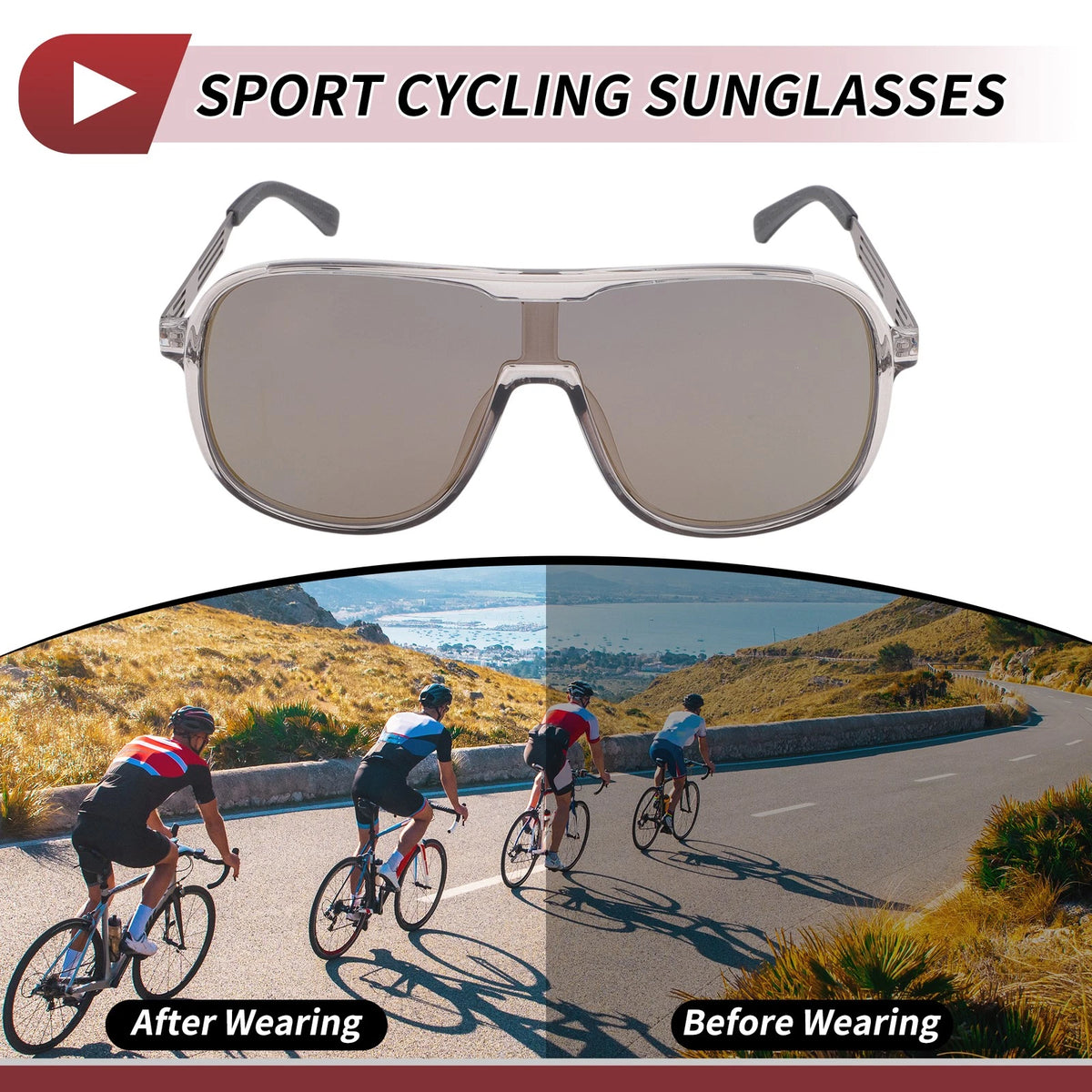 Set Motorcycle Riding Goggles Gold Tone Lens Gray Frame UV400 for Motorcycle