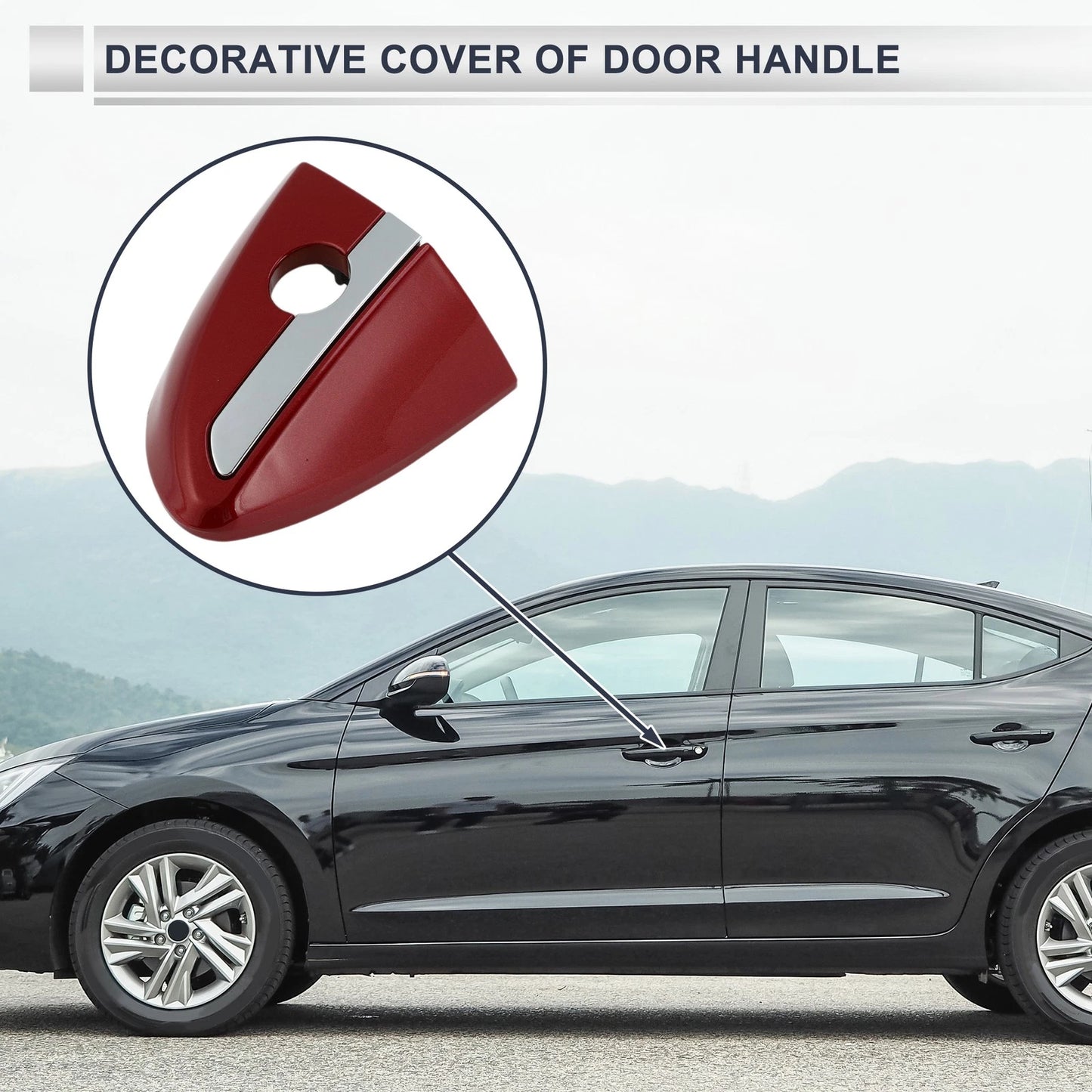 Front Left Door Handle Lock Cylinder Cover for Toyota Corolla (2014-2018) Red