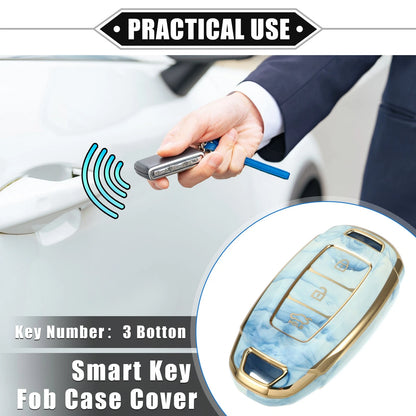 Key Fob Cover for Hyundai Accent Tucson 3 Button TPU Blue ()