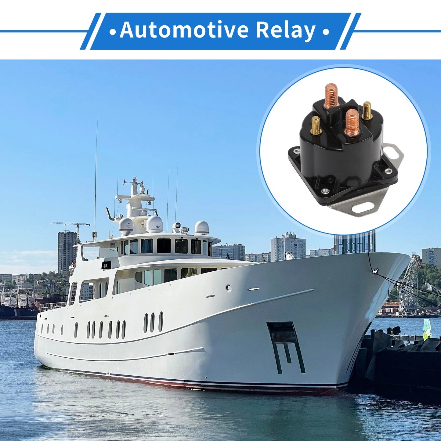 Set Marine Solenoid Relay 12V 4-Terminal Durable Plastic Metal Black