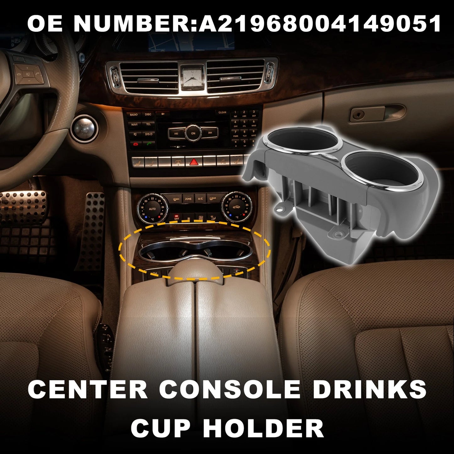 Cup Holder for Mercedes Benz W219 (2005-2010) - Practical Drink Holder Gray