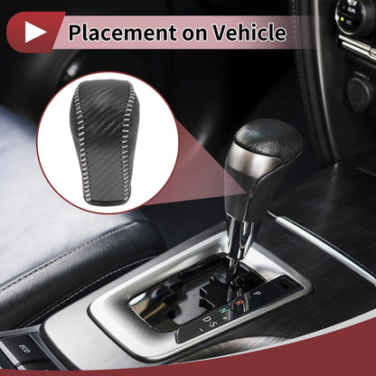 Gear Shift Knob Cover for Hyundai Tucson 2015-2018 Black Beige Faux Leather