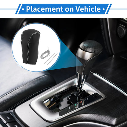 1 Pc Gear Shift Knob Cover Black Gray Faux Leather for Toyota RAV4 (2013–2016)