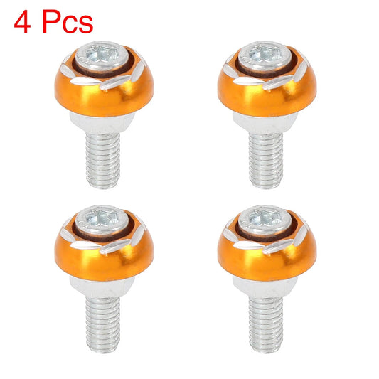 4pcs 6mm Metal Motorcycle License Plate Frame Bolt Fastener Gold Tone for Moto