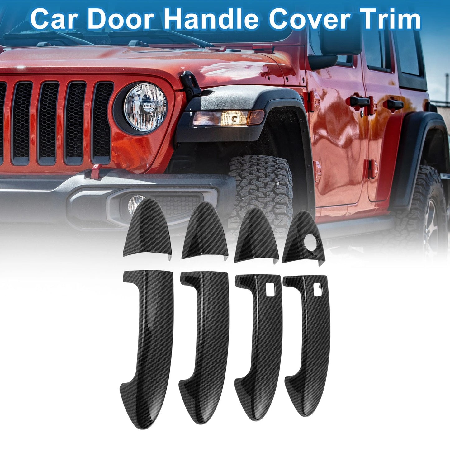 Door Handle Cover Trim for Ford Fiesta Carbon Fiber Black (2011-2019)