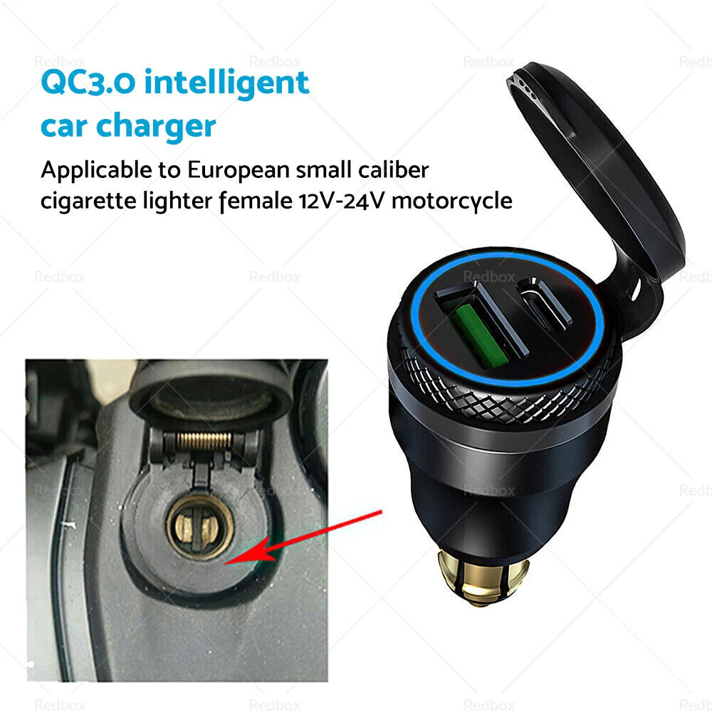Dual USB Charger Socket for BMW Ducati Motorcycle Hella DIN Type C