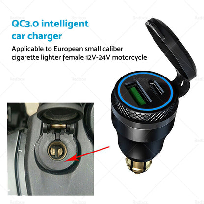 Dual USB Charger Socket for BMW Ducati Motorcycle Hella DIN Type C