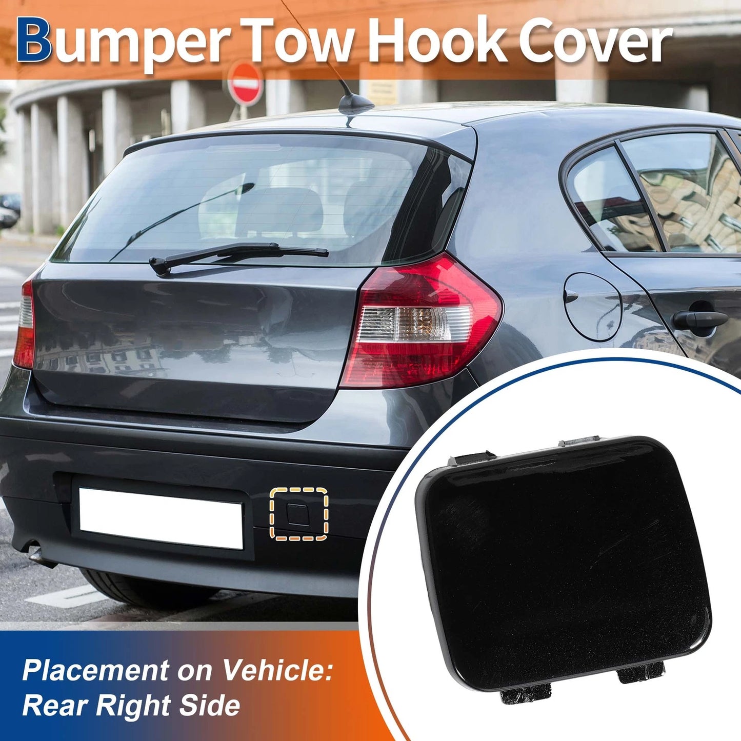 Rear Tow Hook Cover for BMW E81 E87 (2004-2011) - Black Sapphire