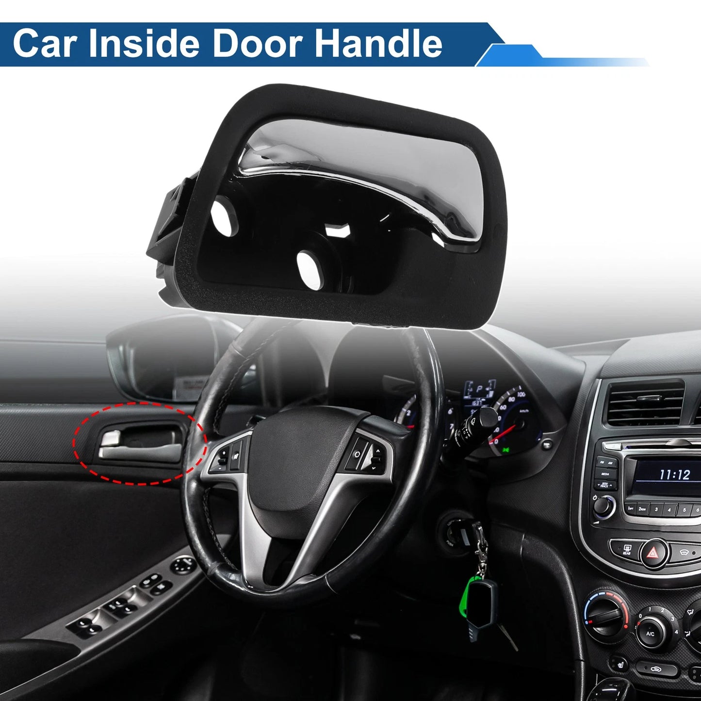 Black Chrome Front Passenger Side Interior Door Handle for Honda Accord (03-07)