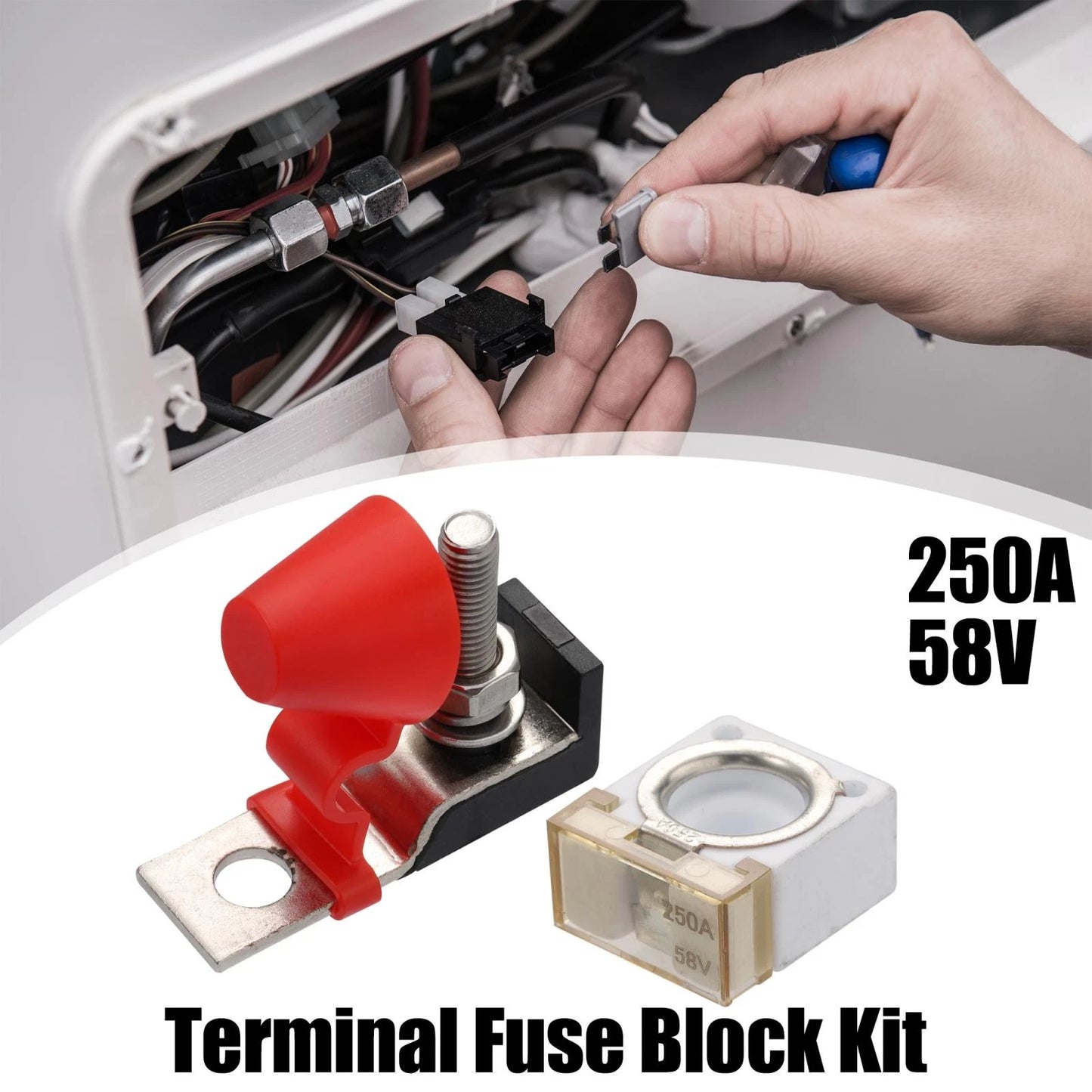 2 x 250A Terminal Fuse Block Kit 58V for Car Marine Boat
