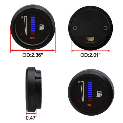 52mm 12/24V Digital Fuel Level Meter Gauge for Car Motorcycle LED Display