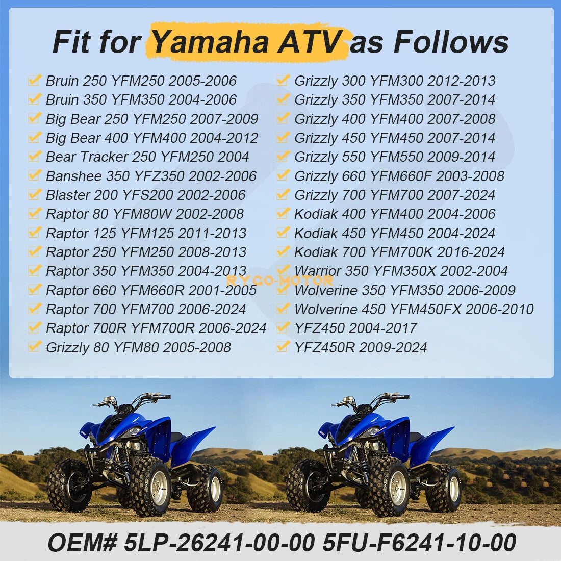Handlebar Grips / for Yamaha Wolverine 350 450 YFM350X YFM450FX 4x4 (2006–2010)