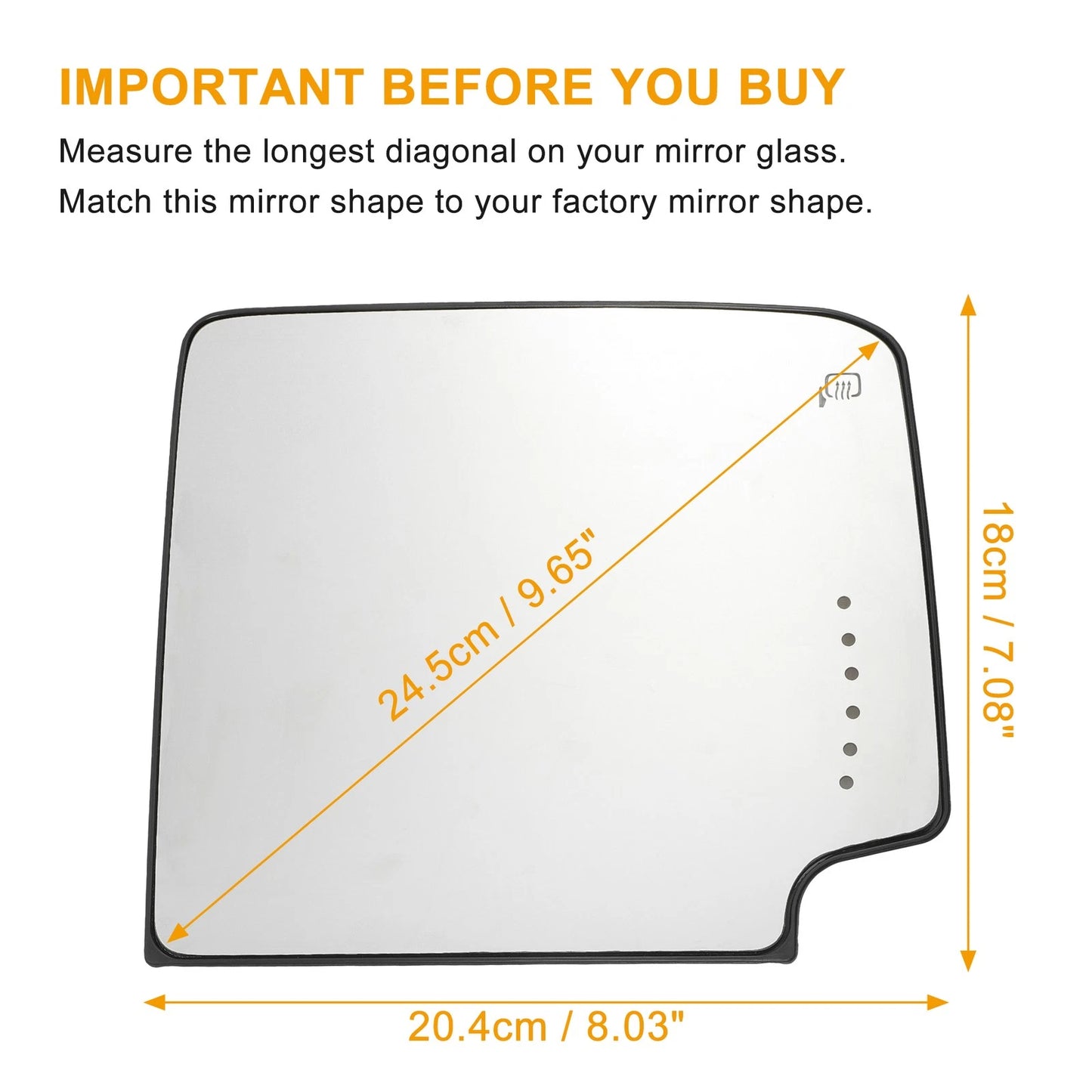 Right Upper Side Mirror Glass Heated for Chevrolet Silverado