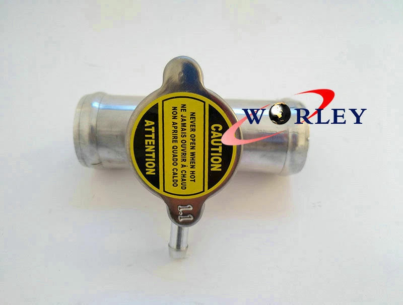 38mm Alloy Inline Radiator Pipe Filler Neck & 1.1 BAR Cap for Car