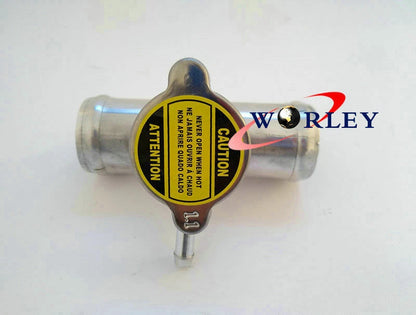 38mm Alloy Inline Radiator Pipe Filler Neck & 1.1 BAR Cap for Car