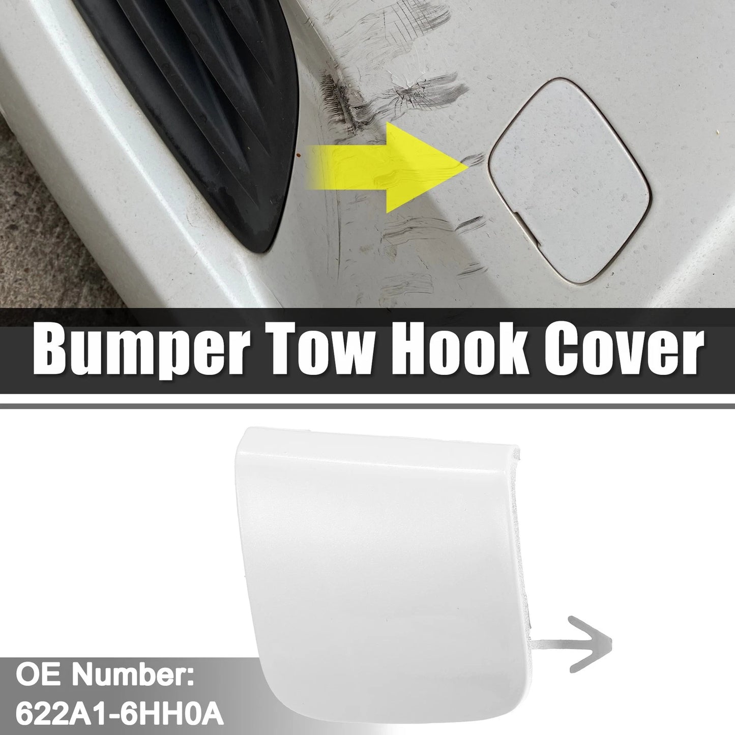 Tow Eye Hook Cover Cap Front Right Bumper for Infiniti Q50 White