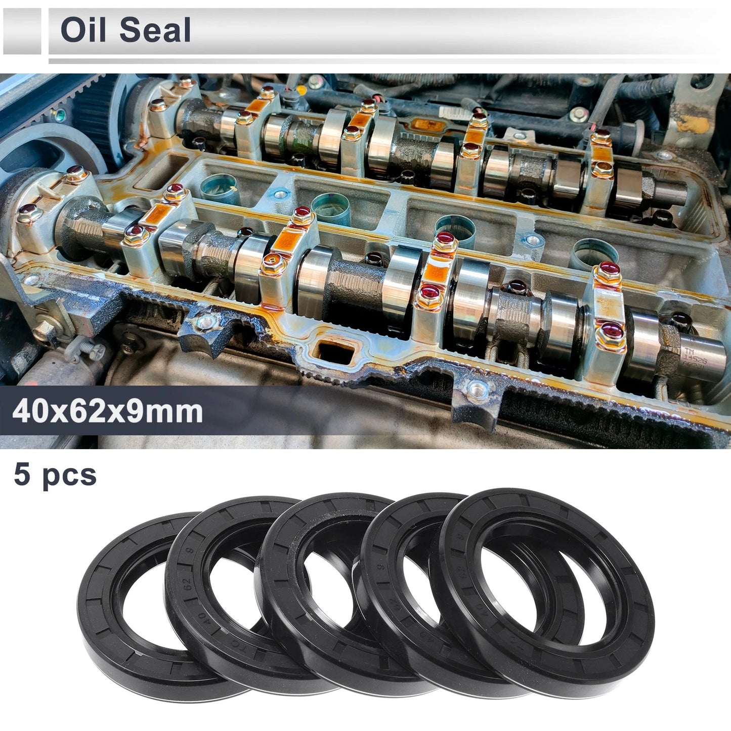 Oil Seal / 40x62x9mm / Seal Ring Rotary Shaft Seal Nitrile Rubber 5 Pcs