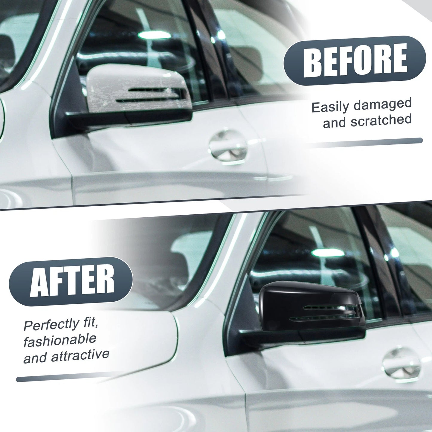 Left Mirror Cover Cap Gloss Black for Mercedes Benz A Class B Class C Class