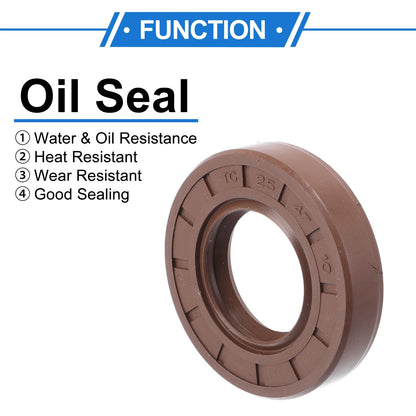 Oil Seal 25x47x10mm Brown 2 x Seal Ring