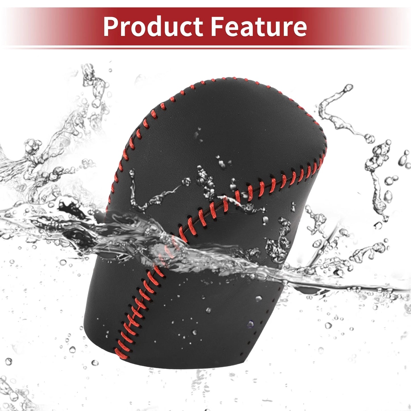Car Gear Shift Knob Cover for Honda HR-V 2023-2024 Black Red Faux Leather