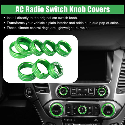 8 x Green AC Radio Switch Knob Covers for Chevy Silverado & GMC Sierra (14-18)